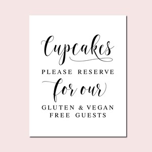 Gluten & Vegan Free Cupcakes Sign: Wedding Decor (Digital Download)