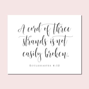 Ecclesiastes 4:12 Wedding Bible Verse Print (Digital Download)