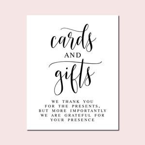 Placas de Cartões e Presentes, Agradecemos pelos presentes e somos gratos pela sua presença, Placas de casamento, Placas de Cartões e Presentes, Placa de decoração de casamento