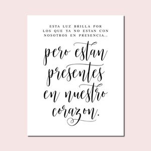 Spanish Memory Sign: Remembrance Decor (Digital Download)