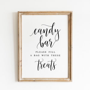 Candy Bar, Fill A Bag With These Treats, Sweet Treats Sign, Wedding Signage, Candy Bar Sign, Wedding Dessert Table Sign, Sweet Favors Sign