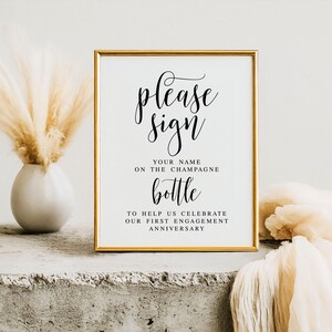 Please Sign Your Name On The Champagne Bottle, Engament Signs, Engagement Prints, Bottle Guestbook Sign, Champagne Guest Book Sign Decor