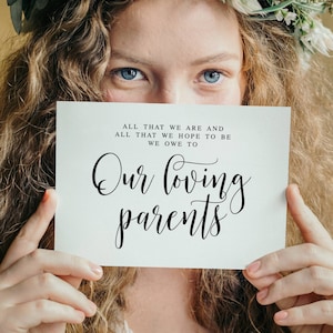 All That We Are And All That We Hope To Be We Owe To Our Loving Parents, Minimalist Wedding Signs, Parent Thank You Sign, Wedding Sayings