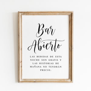 Bar Abierto Sign: Spanish Wedding Decor (Digital Download)