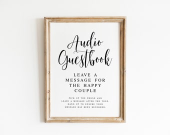 Audio Guestbook, Leave A Message For The Happy Couple, Audio Guest Book Sign, Wedding Prints, Wedding Printables, Wedding Signage