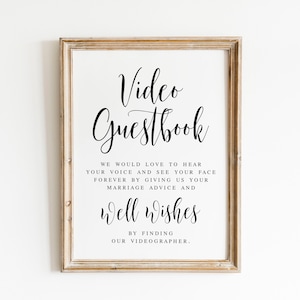 Video Guestbook Wedding Sign: Modern Reception Decor (Digital Download)
