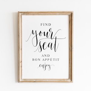 Find Your Seat Wedding Sign: Bon Appetit Printable (Digital Download)