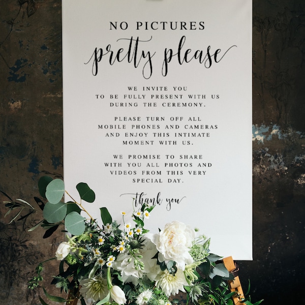 No Pictures Pretty Please, Wedding Signs, Wedding Sayings, Wedding Download, Unplugged Wedding Sign, Unplugged Ceremony Sign, Unplugged Sign