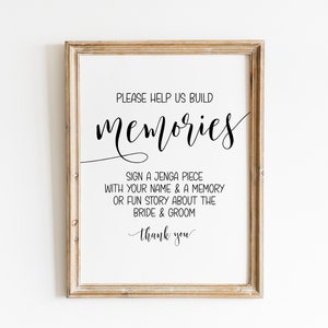 Please Help Us Build Memories, Sign A Jenga Piece, Wedding Jenga Sign ...