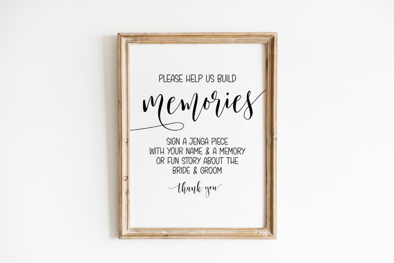 Please Help Us Build Memories Sign A Jenga Piece Wedding | Etsy