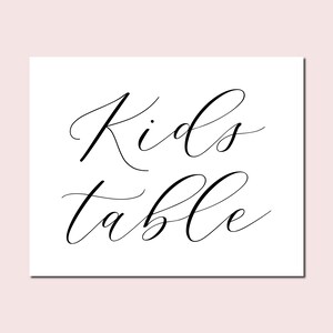 Kids Table Wedding Sign: Elegant Calligraphy Printable (Digital Download)