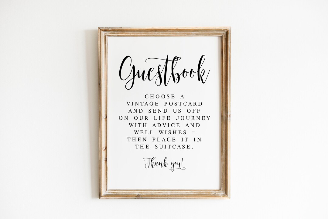 Vintage Postcard Guestbook Sign, Wedding Signs, Wedding Printables