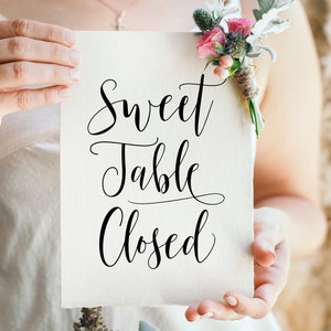 Sweet Table Closed Wedding Sign: Elegant Calligraphy (digital Download ...