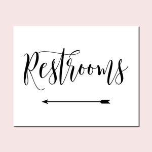 Restrooms This Way Sign: Wedding Directional Printable (Digital Download)