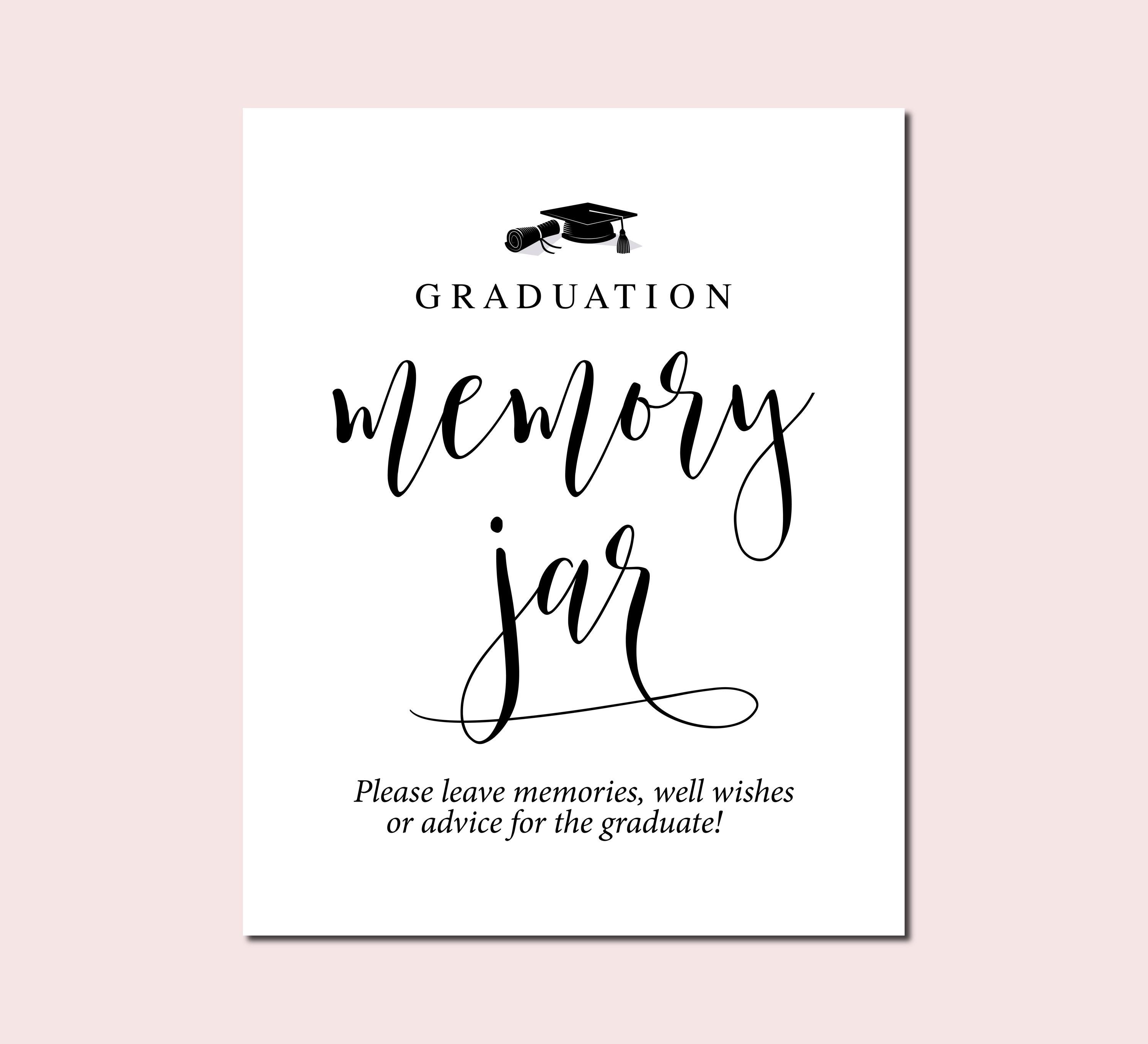 Graduation Memory Jar Sign: Guestbook Printable (digital Download) - Etsy