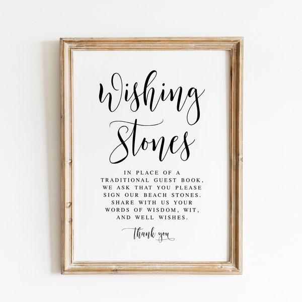 Wishing Stones Sign For Wedding, Stones Guestbook Sign, Guest Book Sign, Beach Stones Guestbook, Wedding Signage, Wedding Decor Sign