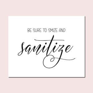 Smize and Sanitize Sign: Printable Bathroom Decor (Digital Download)