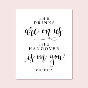The Drinks Are on Us, the Hangover is on You, Wedding Signs, Wedding ...