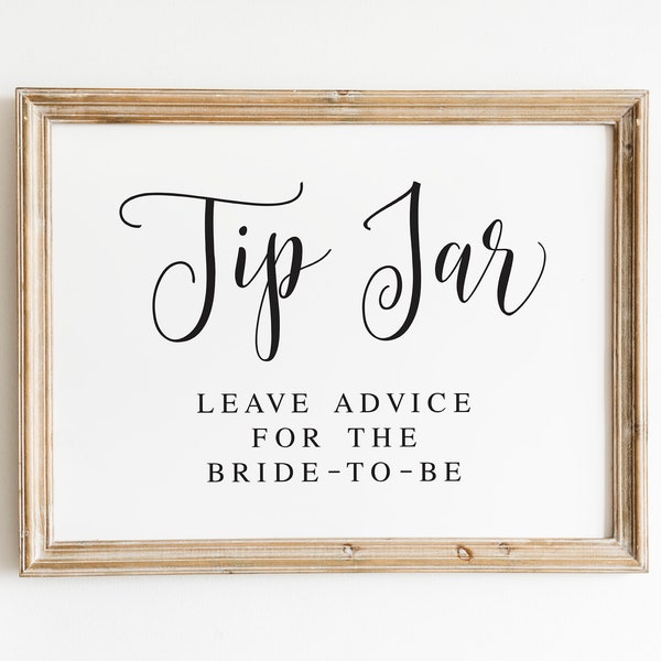 Tip Jar, Leave Advice For The Bride To Be, Wedding Signs, Wedding Tip Jar Sign, Wedding Printables, Wedding Prints, Wedding Signage
