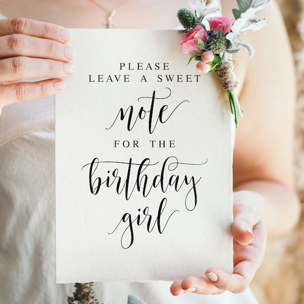 Please Leave A Sweet Note For The Birthday Girl, Birthday Guestbook Sign, Birthday Party Prints, Birthday Printables, Guest Book Signs