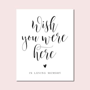 Ojalá estuvieras aquí, En memoria de alguien, Letrero conmemorativo para boda, Letrero funerario, Imprimibles para funerales, Impresiones funerarias, Letreros conmemorativos, Frase de recuerdo