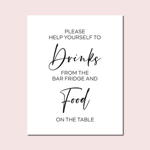 Please Help Yourself to Drinks and Food, Modern Minimalist Wedding ...