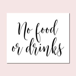 No Food Or Drinks Sign: Hotel Business Printable (Digital Download)