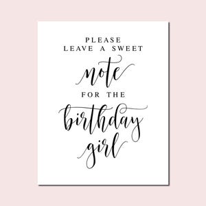Birthday Guestbook Sign: Leave a Sweet Note Printable (Digital Download)