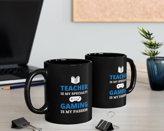 Teacher And Gamer | 11oz Black Mug, Gamer Gift, Funny Mug For Gamers, Video Game Merch
