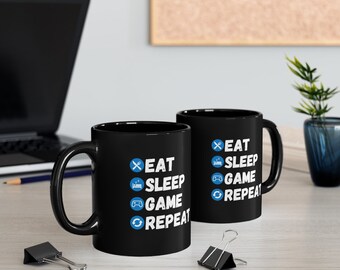 Eat Sleep Game Repeat Gamer Gifts For Him, Gamers Mugs, Gamer Stuff, Brother Coffee Mug, Gamer Boyfriend, Gaming Mug, Gamer Husband Gift
