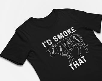 I'd Smoke That BBQ Meat Cuts T-Shirt - Gift for Dad