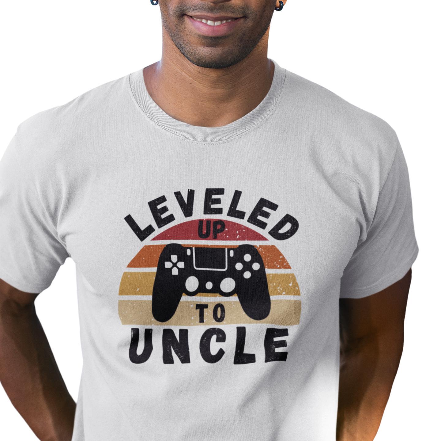"I Leveled Up To Uncle" Gamer T-Shirt – 2023 Design, Unisex Fit, Funny Gift For Uncle & Dad