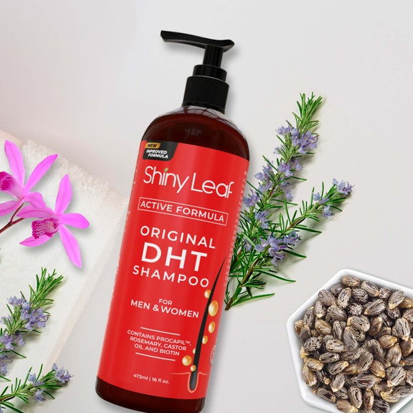 Shampoo DHT Blocker Anti-Haarausfall mit Biotin, für Männer & Frauen, sulfatfrei, für aktives Haarwuchs-Formel 16 Oz - glänzendes Blatt