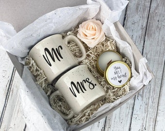 Housewarming gift basket, mr and mrs mugs, Personalized Couples gift box, personalized wedding gift, newly wed gift box, gift for couple