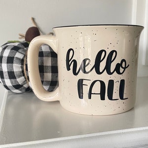 Hello fall mug, Fall Coffee Mug, Fall Decor, sweater weather mug, fall themed mugs, fall vibes mug, personalized campfire mug,