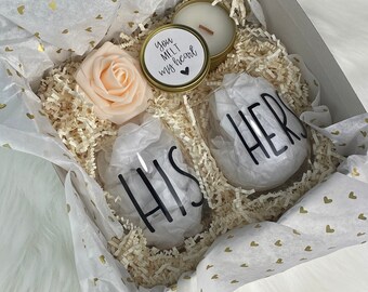 nuevo apartamento casa de inauguración regalo, su regalo y su, regalo de inauguración de la casa, copas de vino personalizadas, juego de regalo para parejas,