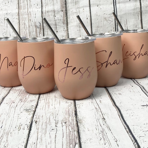 Personalized 12oz steel Wine Tumbler, Bridal party gift, Custom Bridesmaid Proposal Tumbler,Bridesmaid gift, bridesmaid box tumbler