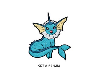Parche de Vaporeon, parche termoadhesivo de Pokémon, parche para coser, parche de dibujos animados de anime, parche para bolso, parche de Jack, calcomanía de Pokémon, disfraces de cosplay para niños, regalos