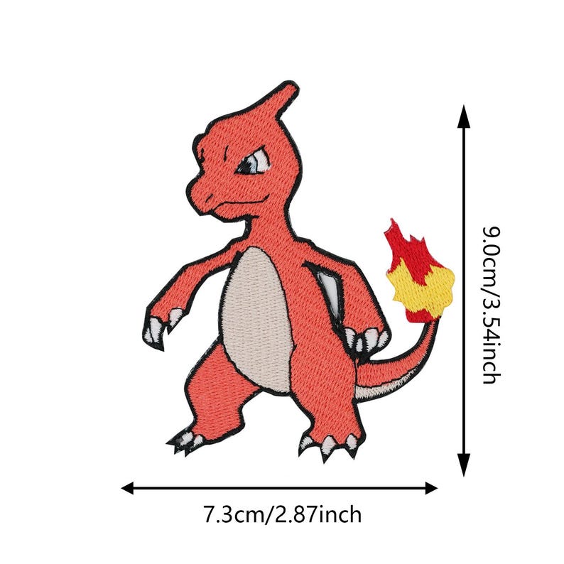 Charmander Charizard Iron on Patch - Pokemon Embroidered Applique, Fire ...