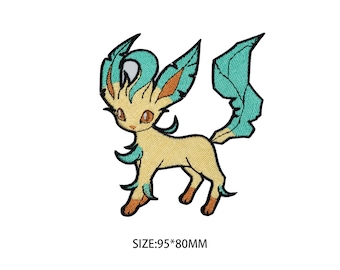 Aplique Leafeon Pokémon, para costurar ou passar a ferro.
