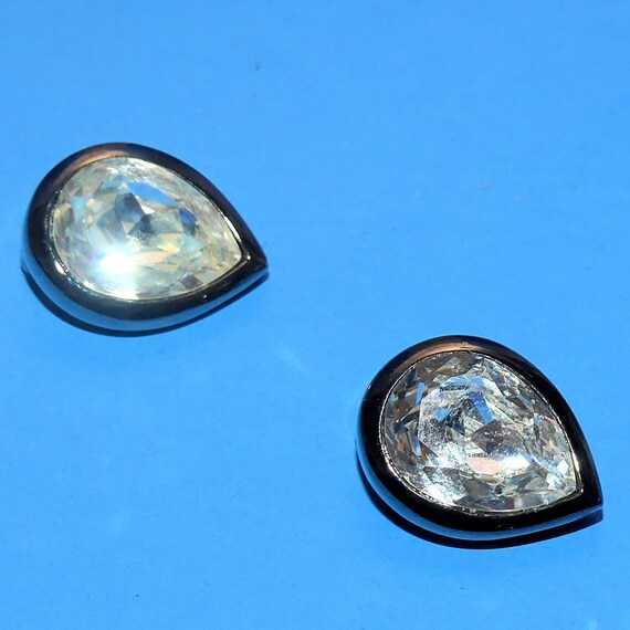 Vintage GIVENCHY Clip On Earrings Black Teardrop … - image 4