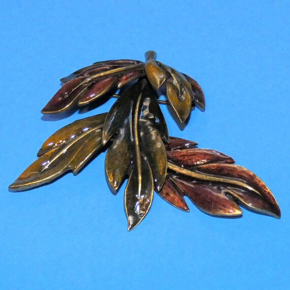 Vintage BEN AMUN Leaves Brooch Pin Articulated Mo… - image 3