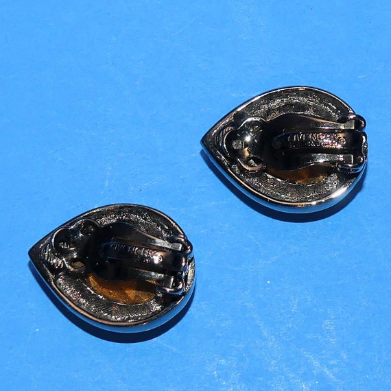 Vintage GIVENCHY Clip On Earrings Black Teardrop … - image 2