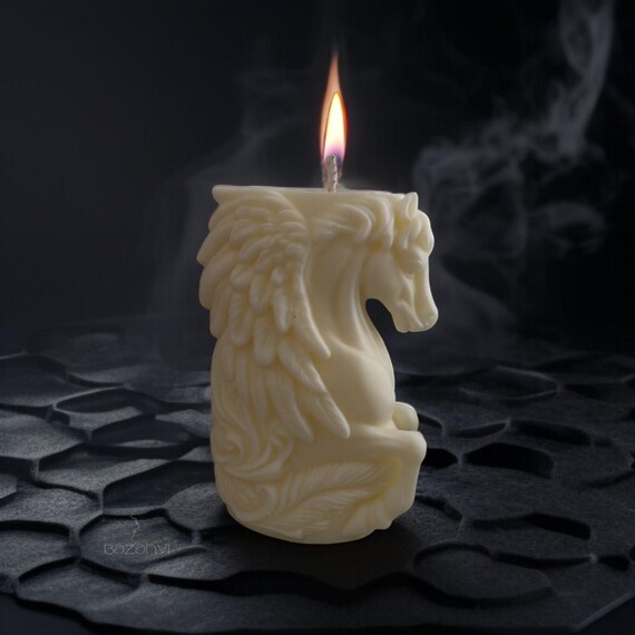 Horse Figurine Candle, Winged Horse Candle, Sculptural Horse
