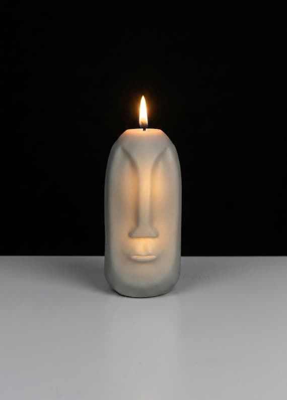 Human Face Candle, Abstrakt Face Candle, Moai Candle, Easter Island Stone Statue Candle, Stoneface candle, Nordic Face, Soy wax candle