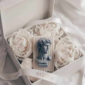David Bust Candle, Michelangelo Sculpture Candle, Square Pillar Candles, Ribbed Rectangle Candle, Handmade David Head Statue Soy Wax Candle
