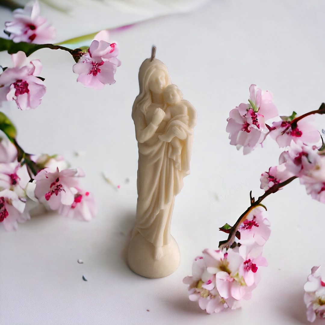 Virgin Mary Candle, Blessed Mother Candle, Virgin Mary and Child Candle