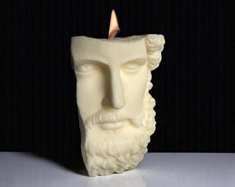 Greek candle, Zeus candle, Ancient greek candle, Roman candles, Decorative candle, Home decor gift, Greek Half Head Sculpture Candle