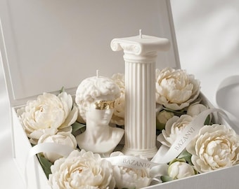 David head candle, Greek Sculpture Candle, Male bust candle, Greek Column Soy Wax Candle, Mythology Sculptural Candle,Handmade statue candle