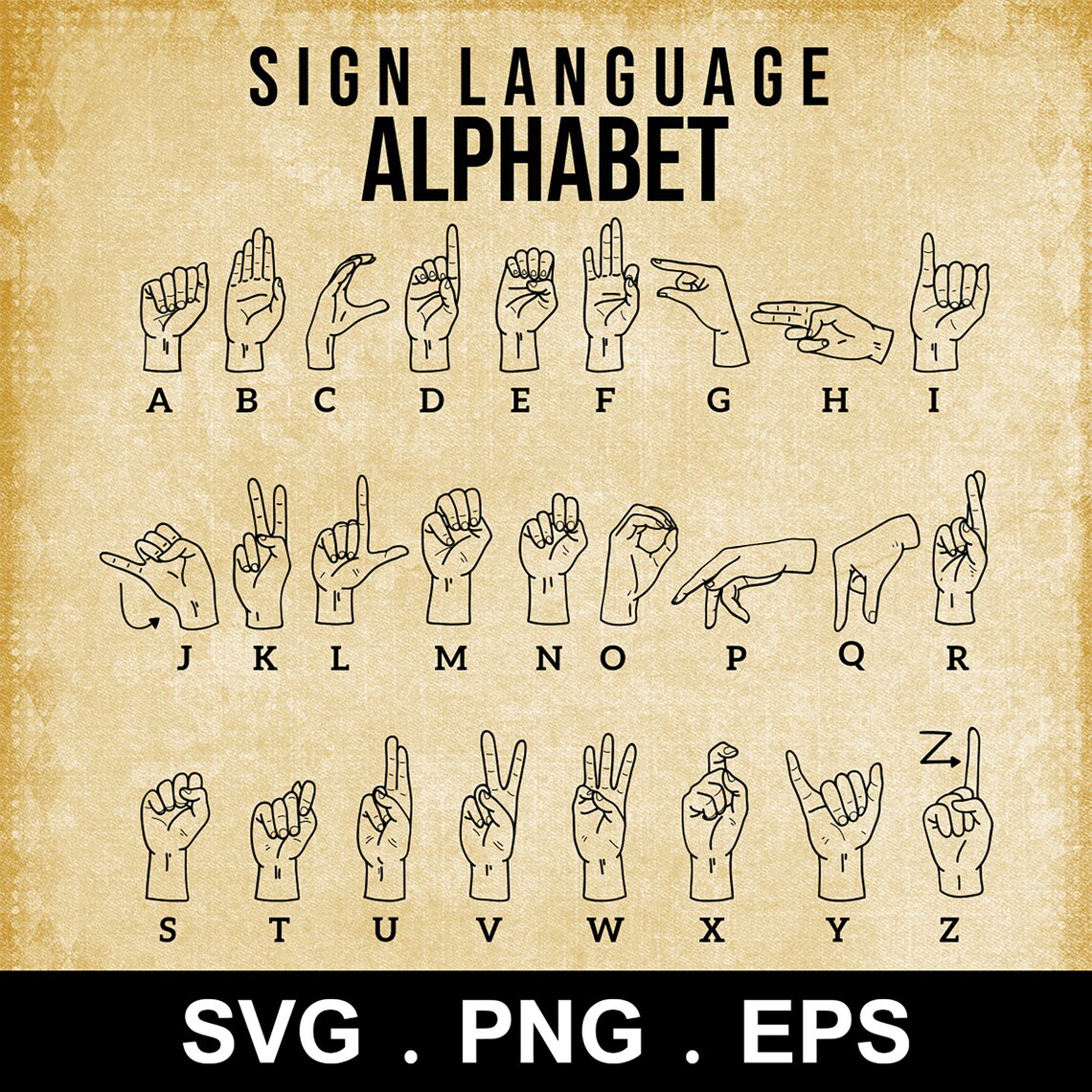 Sign Language Alphabet SVG PNG EPS File, Sign Language Svg, American ...